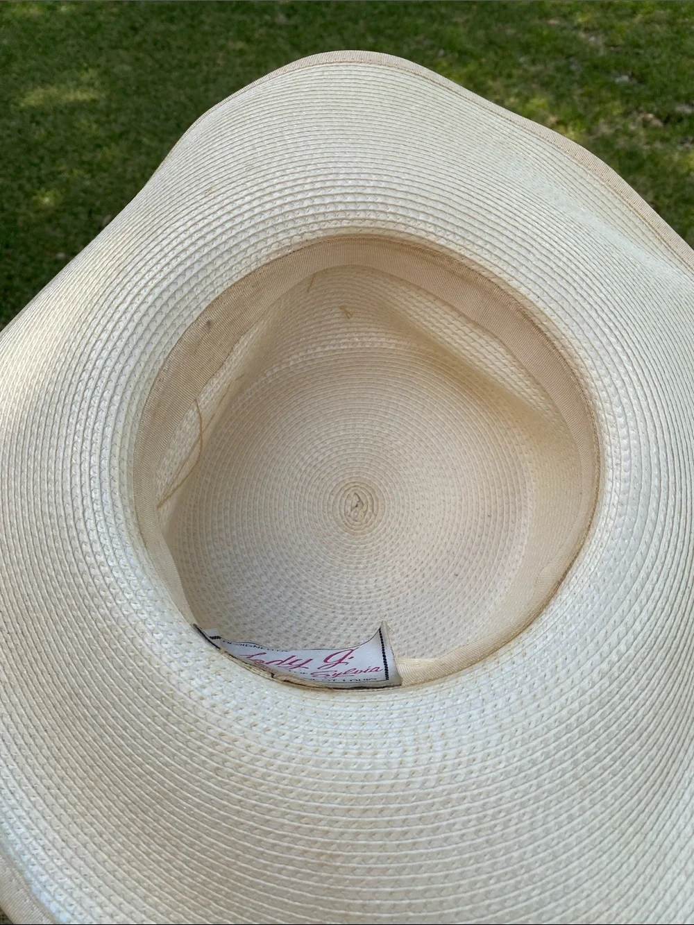 Vintage Jodi G for Sylvia Creamy Yellow Sun Hat with Ribbon Trim Kentucky Derby